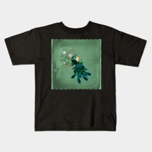 Elegant peacock with cage and flowers Kids T-Shirt